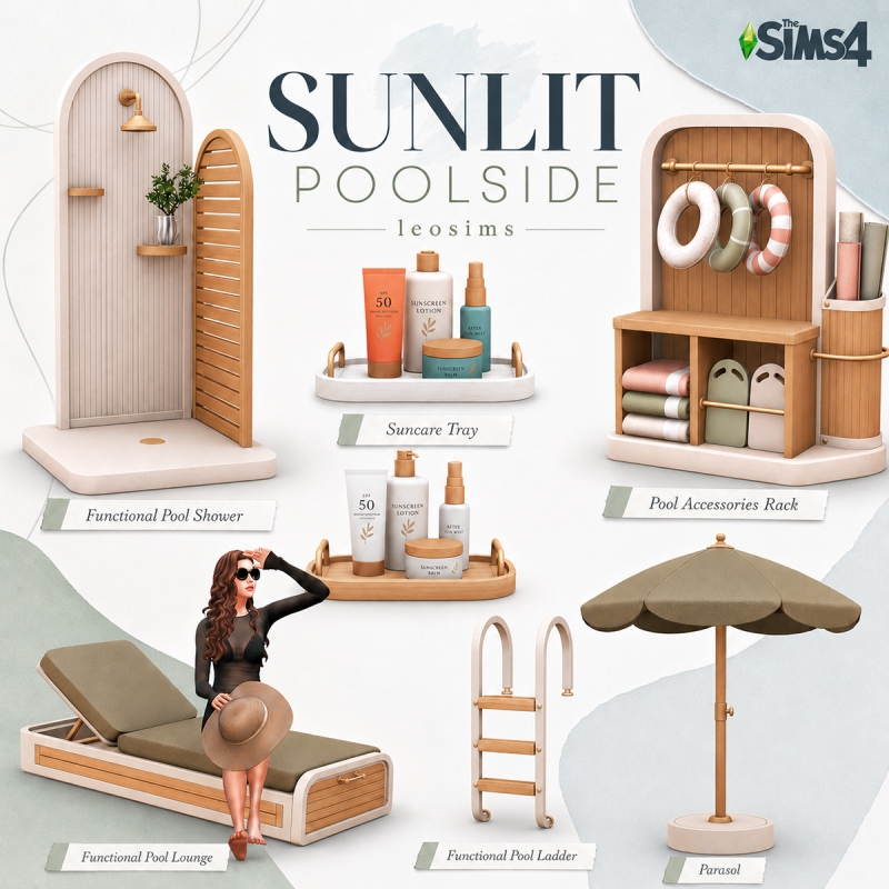 Mix Sunlit Poolside by leosims4cc - The Sims 4 Custom Content