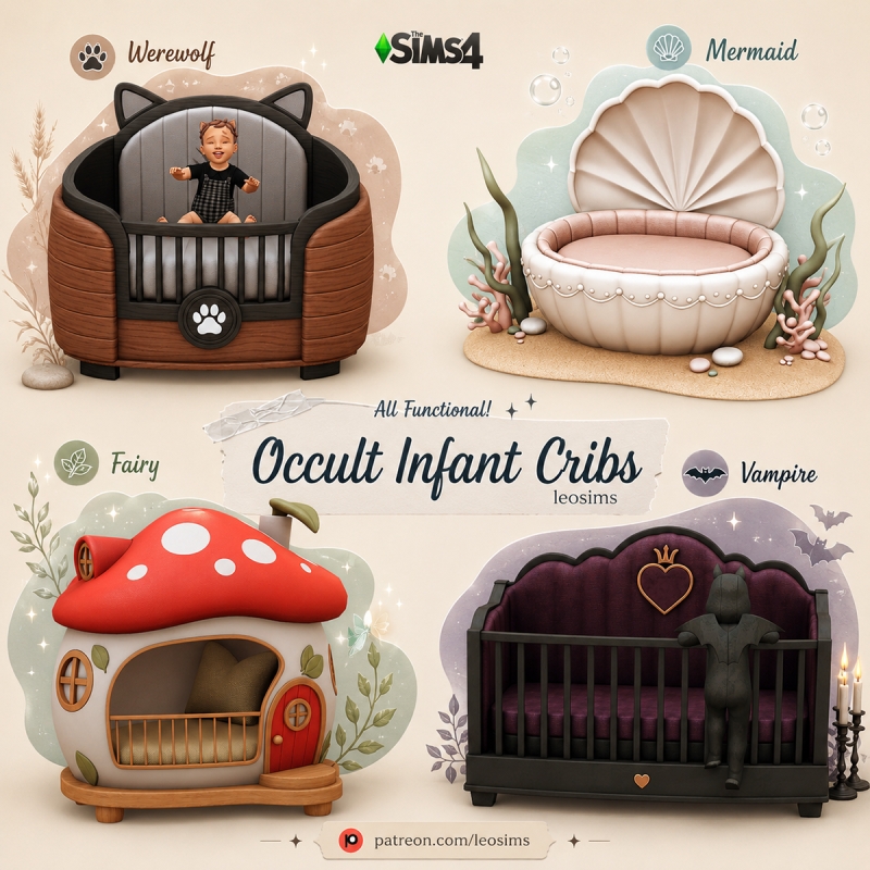 Mix Occult Infant Cribs by leosims4cc - The Sims 4 Custom Content