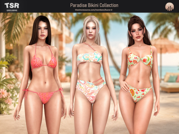 Alpha SET Paradise Bikini Collection - The Sims 4 Custom Content