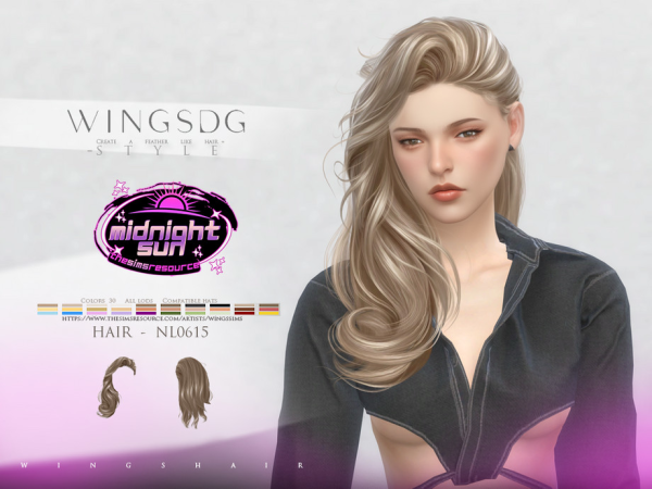 Alpha WINGS HAIR Long curly hair by wingssims - The Sims 4 Custom Content
