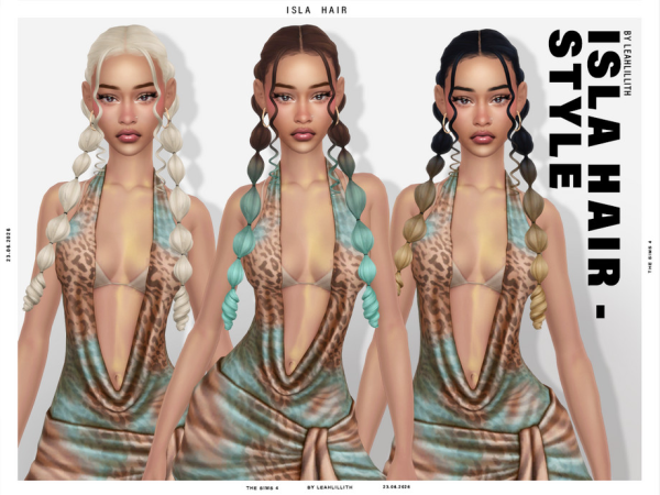Maxis Match Isla Bubble Braids hairstyle by Leah_Lillith - The Sims 4 Custom Content