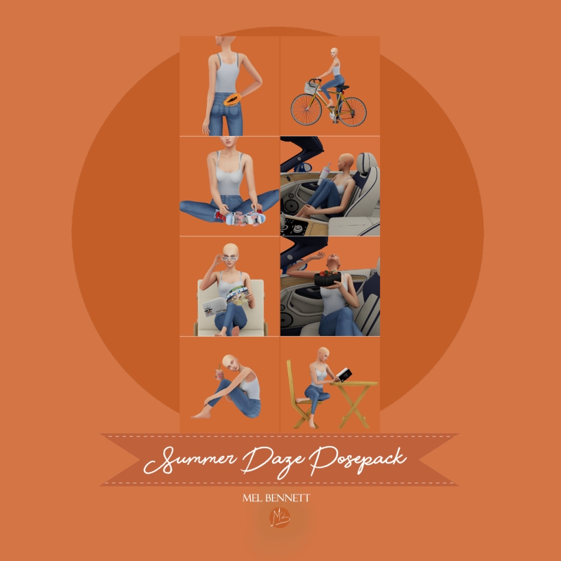 Mix Summer Daze Posepack by melbennett - The Sims 4 Custom Content