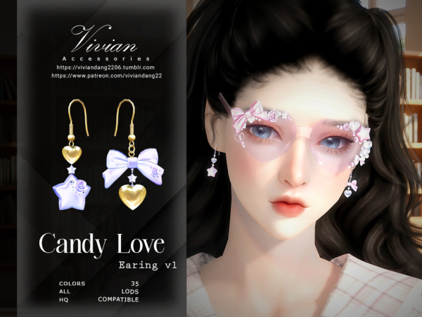 Alpha Candy Love Earing v1 by VivianDang - The Sims 4 Custom Content