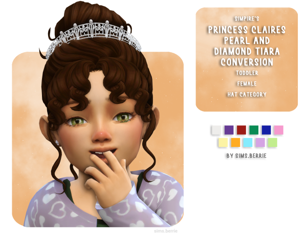 Mix Princess Claire's Pearl and Diamond Tiara Toddler Conversion by simsfinds - The Sims 4 Custom Content
