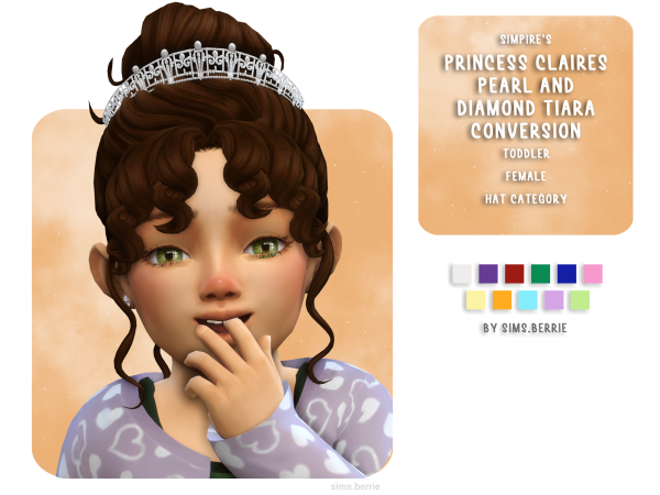 Mix Princess Claire's Pearl and Diamond Tiara Toddler Conversion by sims_berrie - The Sims 4 Custom Content