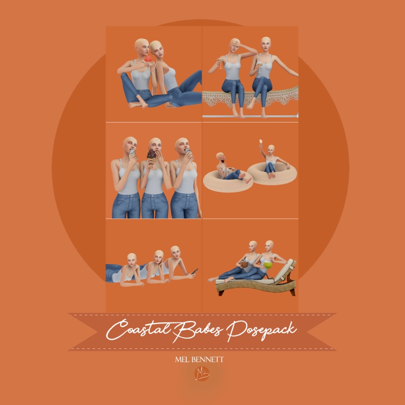 Mix Coastal Babes Posepack by melbennett - The Sims 4 Custom Content