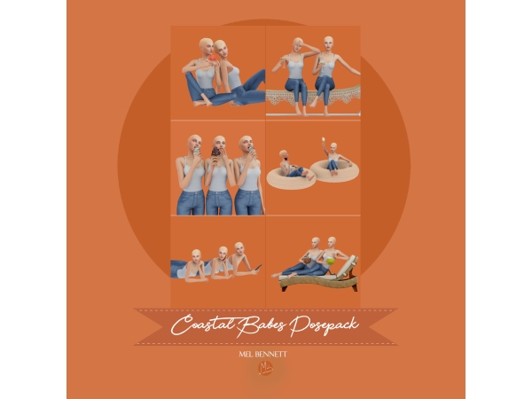 Mix Coastal Babes Posepack - The Sims 4 Custom Content