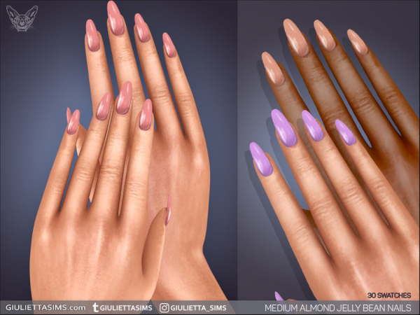 Sims 4 Alpha  CC: Medium Almond Jelly Nails by feyona