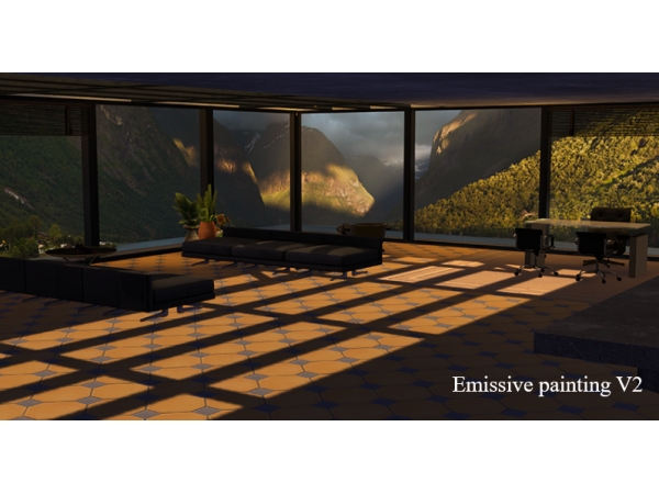 Sims 4 Alpha Decorações de Parede CC: Emissive painting V2