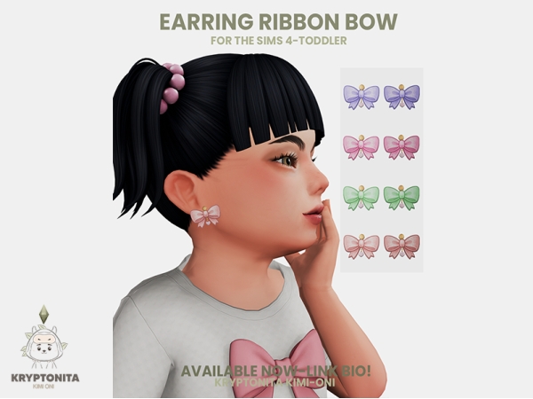 Maxis Match Earrigs Ribbon Bow - The Sims 4 Custom Content
