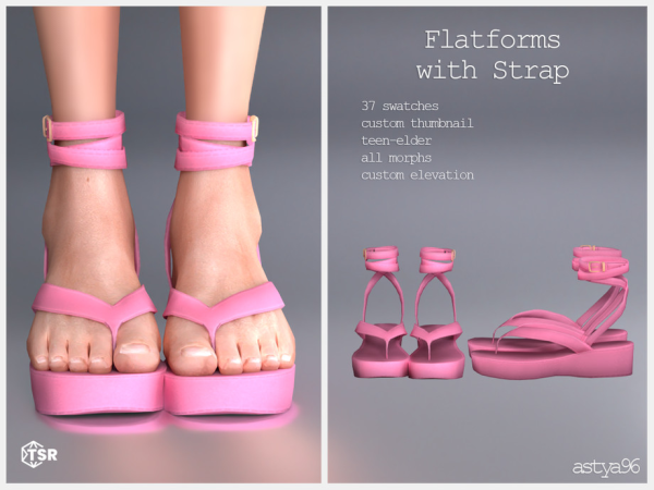 Sims 4 Alpha Shoes CC: Flatforms with Strap by astya96cc
