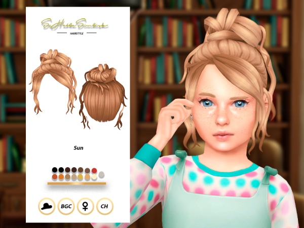 Sims 4 Maxis Match Peinados para Niñas CC: Sun Hairstyle for Children by sehablasimlish