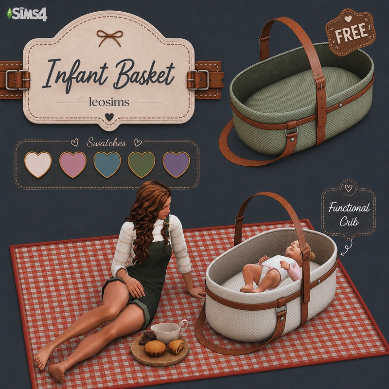 Mix Infant Basket Crib by leosims4cc - The Sims 4 Custom Content