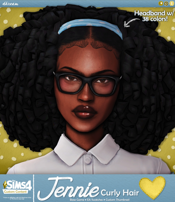 Maxis Match Jennie Curly Hair by simsfinds - The Sims 4 Custom Content