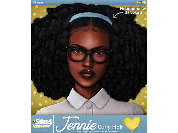 Maxis Match Jennie Curly Hair by dhream - The Sims 4 Custom Content