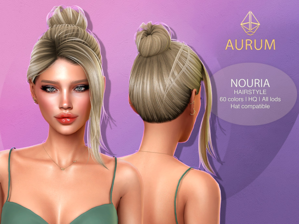 Alpha Aurum Nouria updo hairstyle - The Sims 4 Custom Content