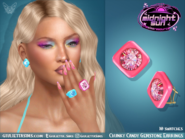 Alpha Midnight Sun Candy Gemstone Earrings - The Sims 4 Custom Content