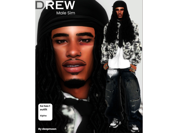 Sims 4 Alpha Sims Homens CC: Drew by deepmoon