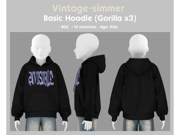 Alpha Gorilla x3 conversion for Kids part4 simmer by vintage - The Sims 4 Custom Content