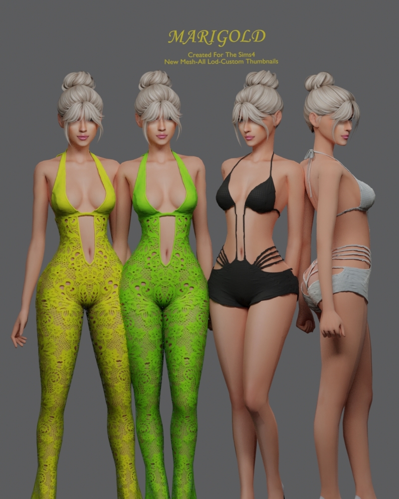 Alpha MARIGOLD TS4_ANNA JUMPSUIT and MARIGOLD TS4_DELARAM by marigoldsims - The Sims 4 Custom Content