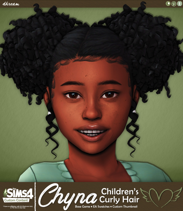 Maxis Match Chyna Children's Curly Hair by simsfinds - The Sims 4 Custom Content
