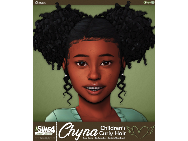 Maxis Match Chyna Children's Curly Hair by dhream - The Sims 4 Custom Content