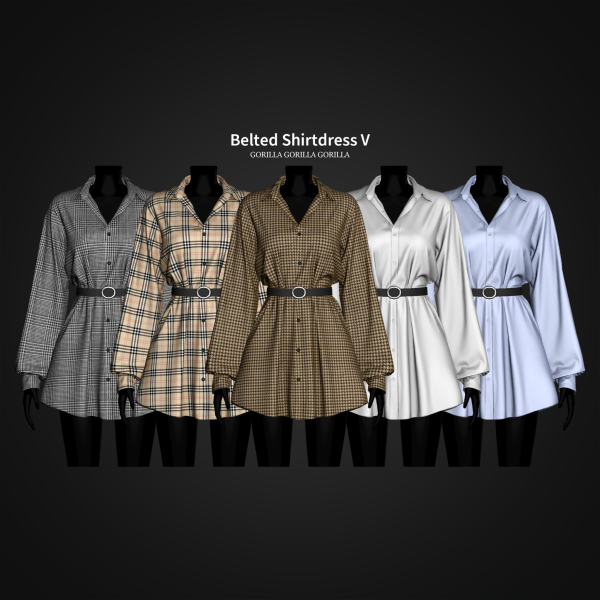 Alpha Belted Shirtdress V by simsfinds - The Sims 4 Custom Content