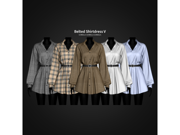 Alpha Belted Shirtdress V by gorillax3 - The Sims 4 Custom Content