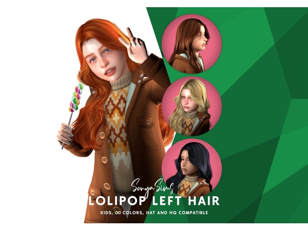 Alpha Lollipop Hair Set KIDS - The Sims 4 Custom Content