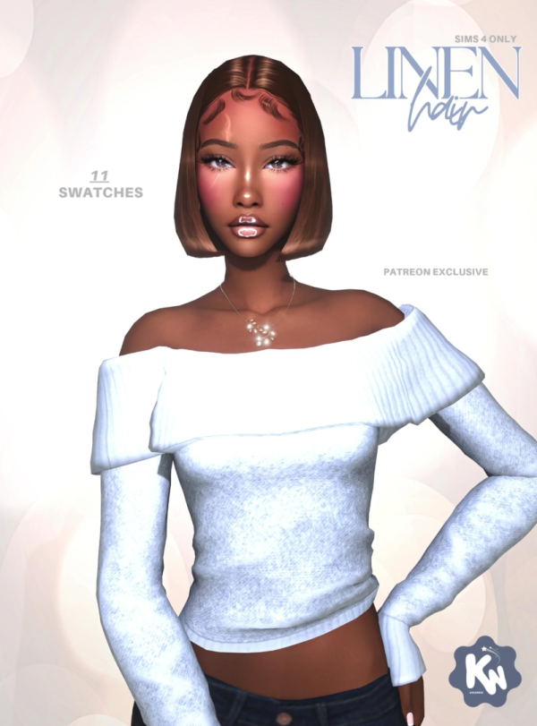 Alpha 𝐋𝐈𝐍𝐄𝐍 𝐇𝐀𝐈𝐑 by simsfinds - The Sims 4 Custom Content