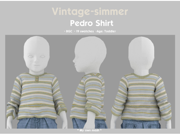 Alpha Alpha Pedro Shirt For Kids Toddler simmer by vintage - The Sims 4 Custom Content