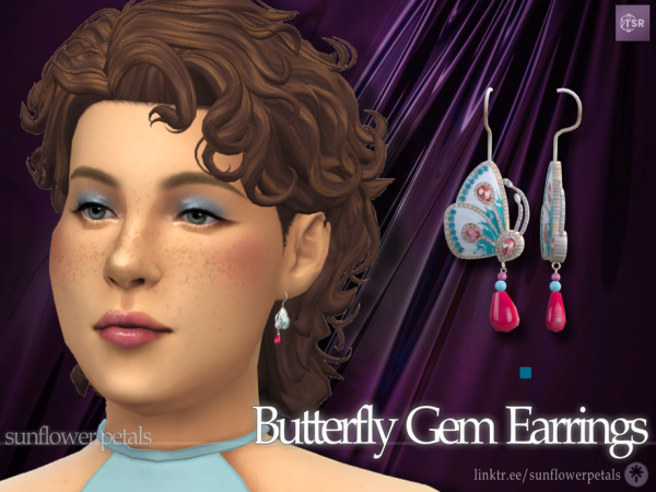 Mix Butterfly Gem Earrings - The Sims 4 Custom Content