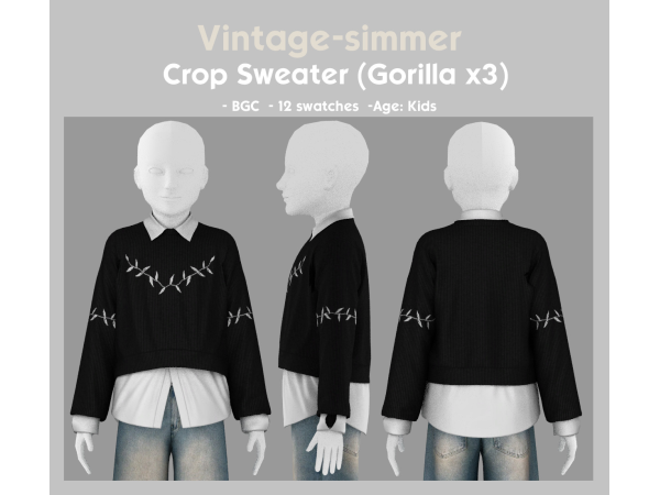 Alpha Gorilla x3 conversion for Kids part4 simmer by vintage - The Sims 4 Custom Content