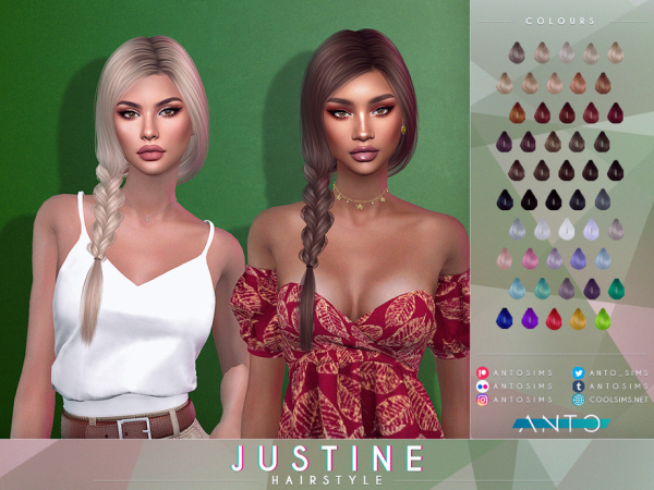 Alpha Justine Hairstyle by Anto - The Sims 4 Custom Content