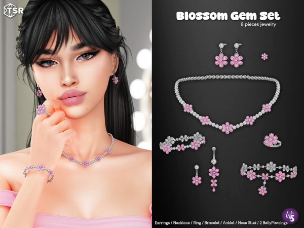 Blossom Gem Jewelry Set by WisteriaSims