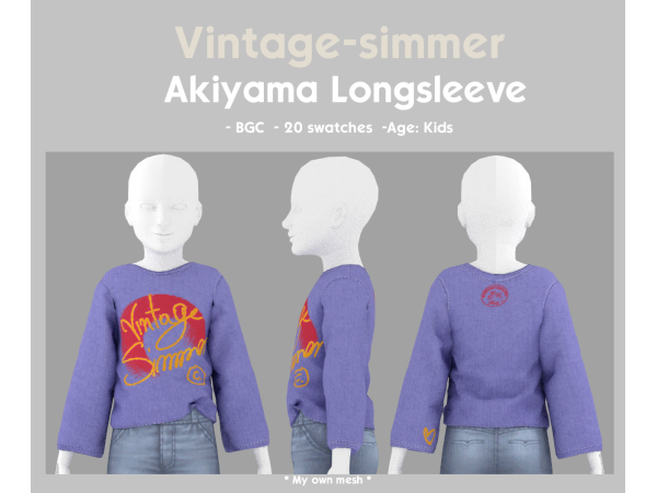 Alpha Akiyama Longsleeve simmer by vintage - The Sims 4 Custom Content
