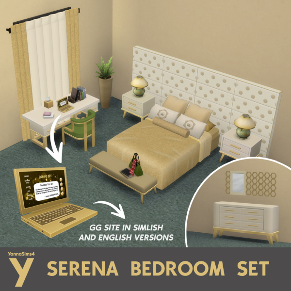 Maxis Match Serena Bedroom Gossip Girl inspired Set by simsfinds - The Sims 4 Custom Content