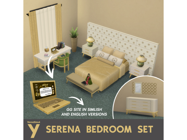 Maxis Match Serena Bedroom Gossip Girl inspired Set by YannaSims4CC - The Sims 4 Custom Content