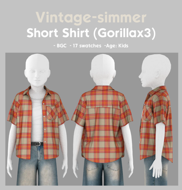 Alpha Gorilla x3 Shirts Conversions for Kids by simsfinds - The Sims 4 Custom Content