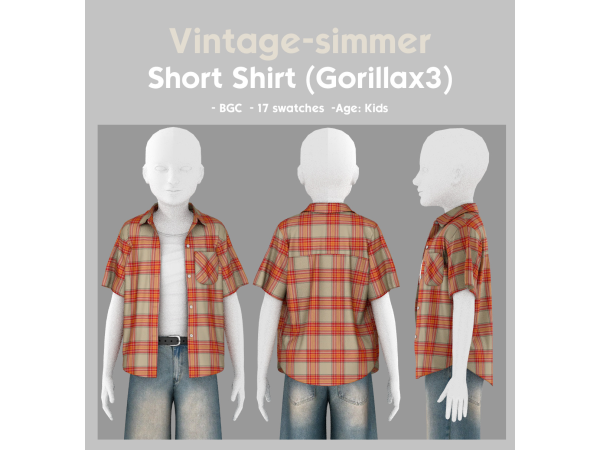 Alpha Gorilla x3 Shirts Conversions for Kids by vintage simmer - The Sims 4 Custom Content