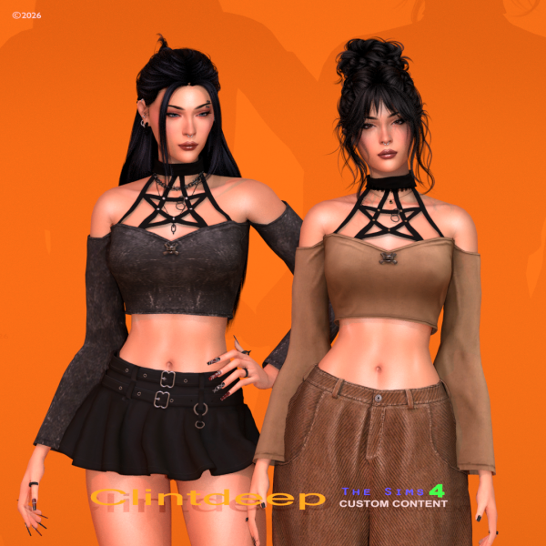 Alpha Clintdeep Sabrella Crop top Off shoulder by clintdeep - The Sims 4 Custom Content