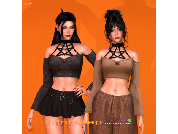 Alpha Clintdeep Sabrella Crop top Off shoulder - The Sims 4 Custom Content