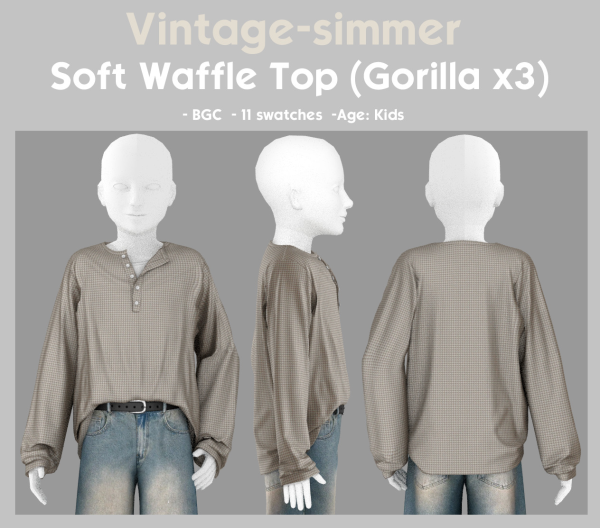 Alpha Gorilla x3 Shirts Conversions for Kids by simsfinds - The Sims 4 Custom Content