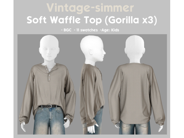 Alpha Gorilla x3 Shirts Conversions for Kids by vintage simmer - The Sims 4 Custom Content