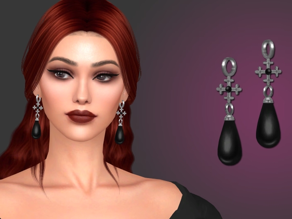 Alpha Goth wedding part 3 earrings - The Sims 4 Custom Content