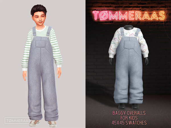 Alpha TØMMERAAS Baggy Overalls for Kids - The Sims 4 Custom Content