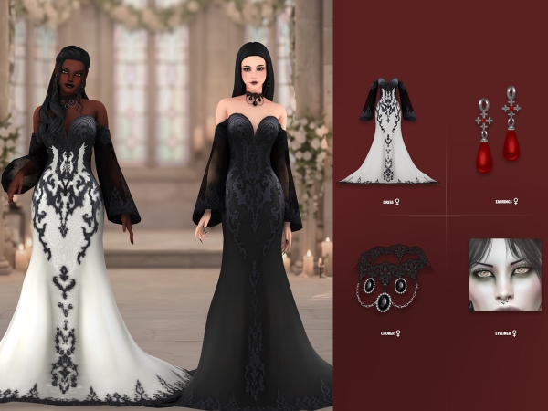 Maxis Match Carmilla Goth Wedding Lookbook - The Sims 4 Custom Content