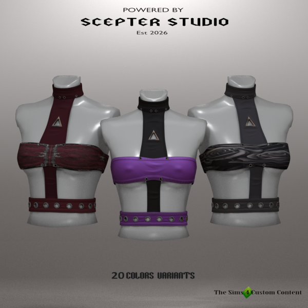 Alpha Kaelora Harness C top by scepterstudio - The Sims 4 Custom Content