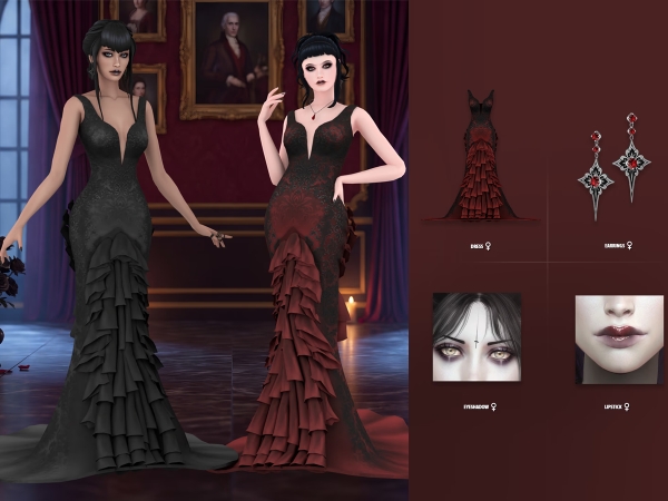Maxis Match Morticia Wedding Goth Lookbook - The Sims 4 Custom Content