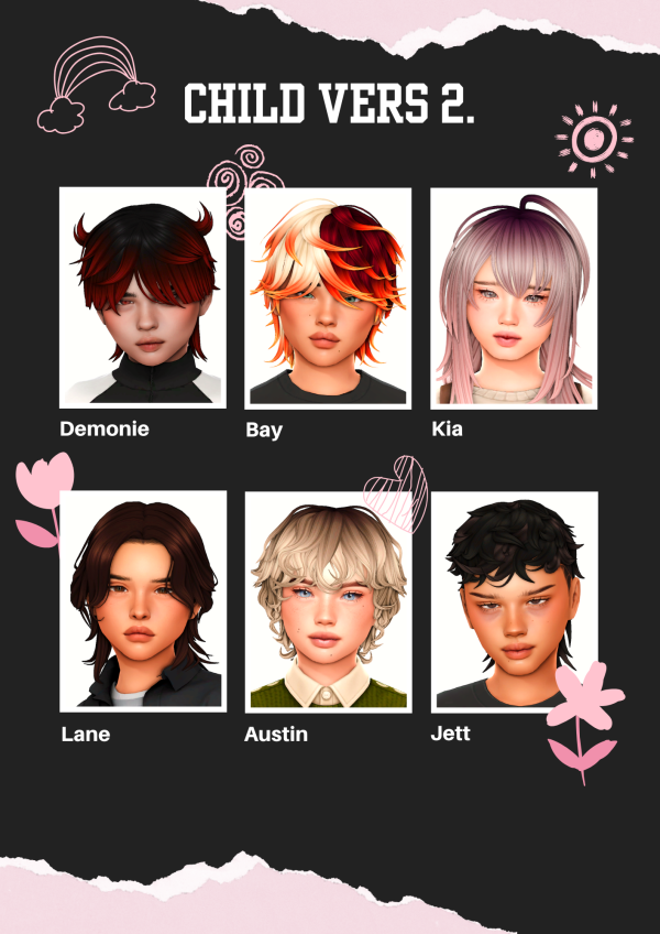 Maxis Match Child Hair Drop 2 by simsfinds - The Sims 4 Custom Content